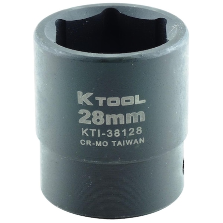 K-Tool International 1/2" Drive Impact Socket black oxide, 6Pnt, 1/2"Dr, 28mm KTI-38128